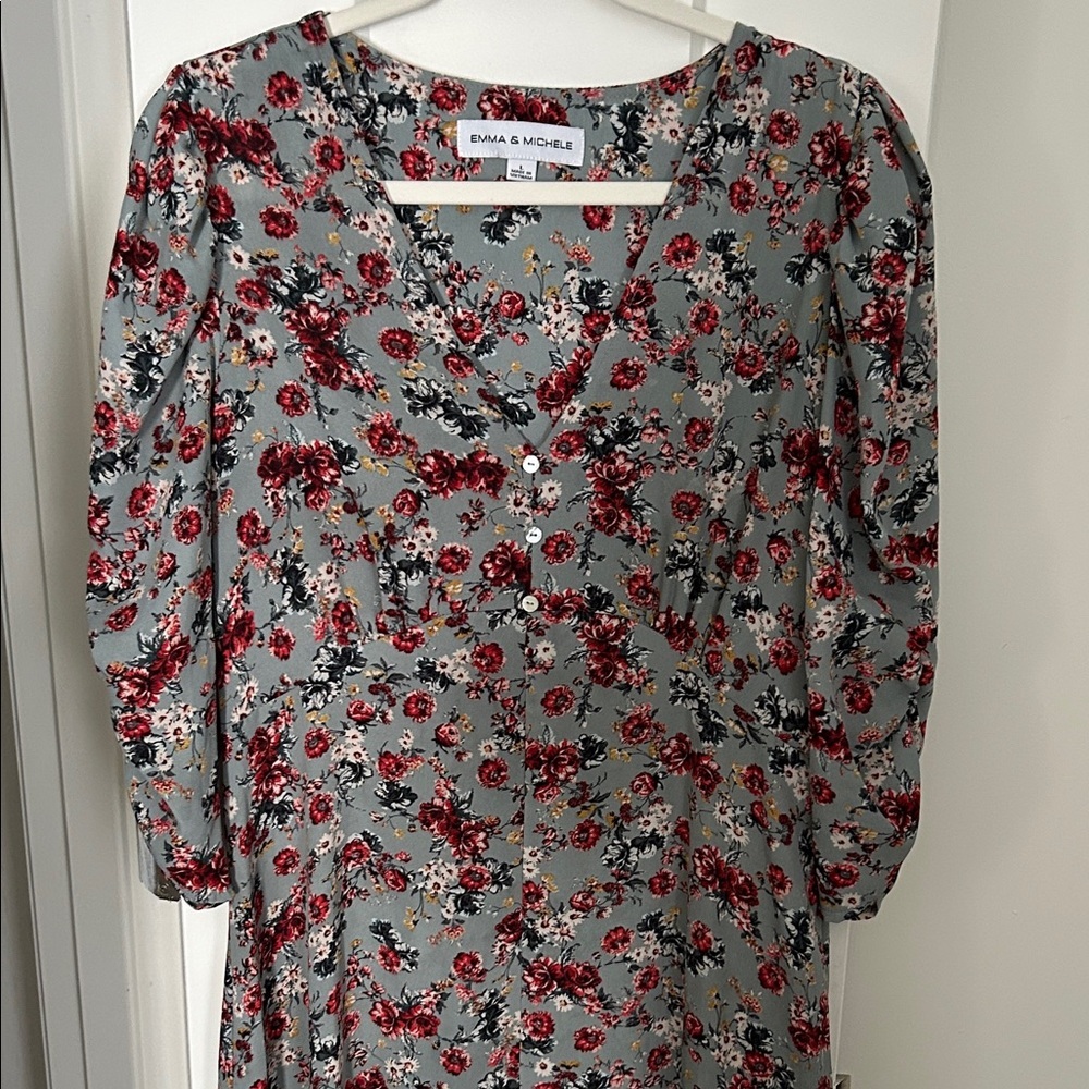 Emma & Michele Long Sleeve Dress -Multi color Floral maxi dress size Large